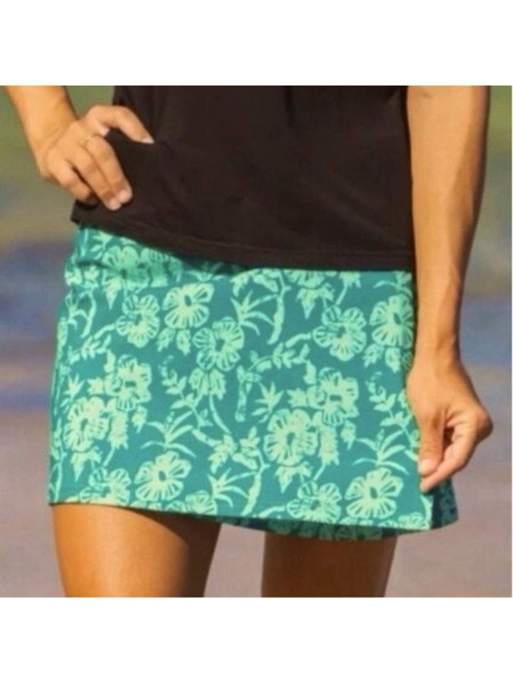 RipSkirt Hawaii Hibiscus Green Floral Wrap Skirt Cover Up Length 1 Mini Small